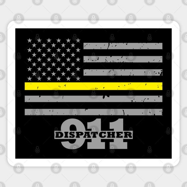 911 Dispatcher Gold Line Flag Sticker by bluelinemotivation